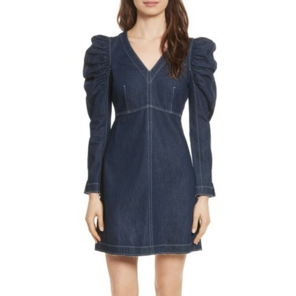 REBECCA TAYLOR La vie Ruched Sleeve Denim Dress - Picture 4 of 10